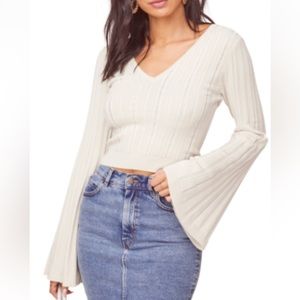 ASTR the Label Voyage Crop Sweater - White - Size M - NWT